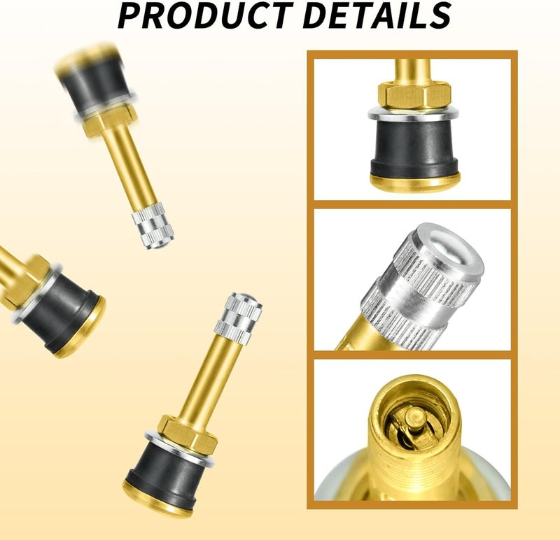 Dueilgo 10Pcs TR500 Truck Valve Stems, Straight Brass Clamp in Tubeless Truck Tire Valve Stems for Approx 0.625inch/15.87mm Diameter Valve Rim Holes - Image 4